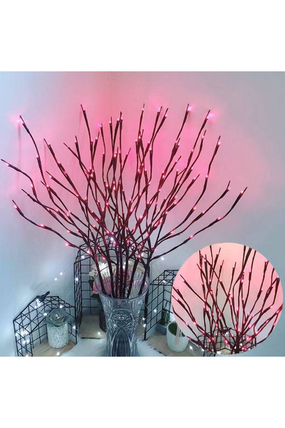 3 Pack Lighted Branches for Vases Plug in - Christmas DIY Twig Pathway Lights with 60 LED Bulbs, Artificial Tree Bendable Xmas Fairy Lights with Stakes(Vase NOT Included)
