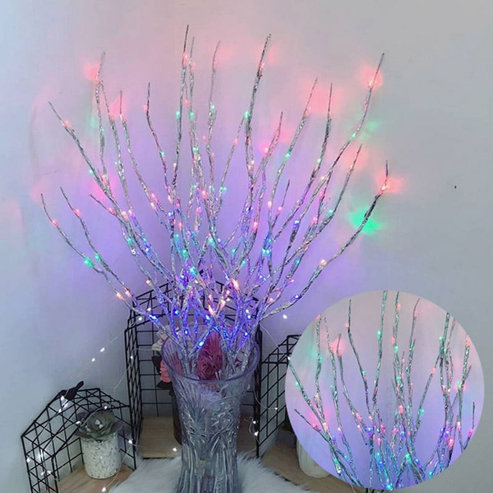 3 Pack Twig Lights, Prelit Branches, USB Plug in Branches Lights with 60 LED Bulbs, Romantic Decorative Iights for Vase, Lighted Tree Branches for in