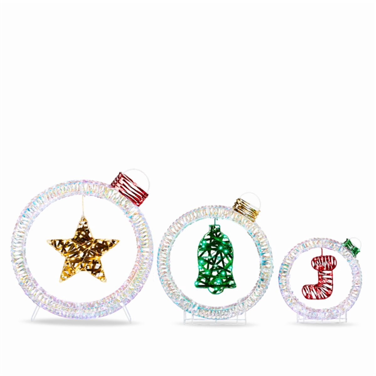 3-Pack Lighted Christmas Light Bulb Decorations, 295 White LEDs, Weather-Resistant, Collapsible for Indoor/Outdoor Use