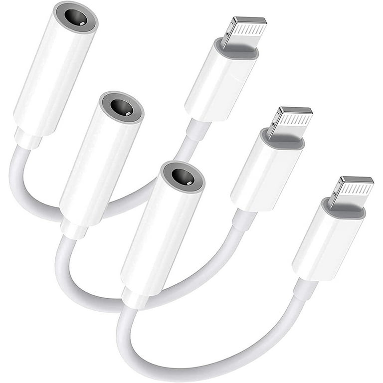3 Pack Lightning to 3.5 mm Headphone Jack Adapter 3.5mm Headphones Earphones Jack Aux Audio Dongle Adapter Compatible for iPhone 14 13 12 XS XR X 8 7 Support All iOS Walmart