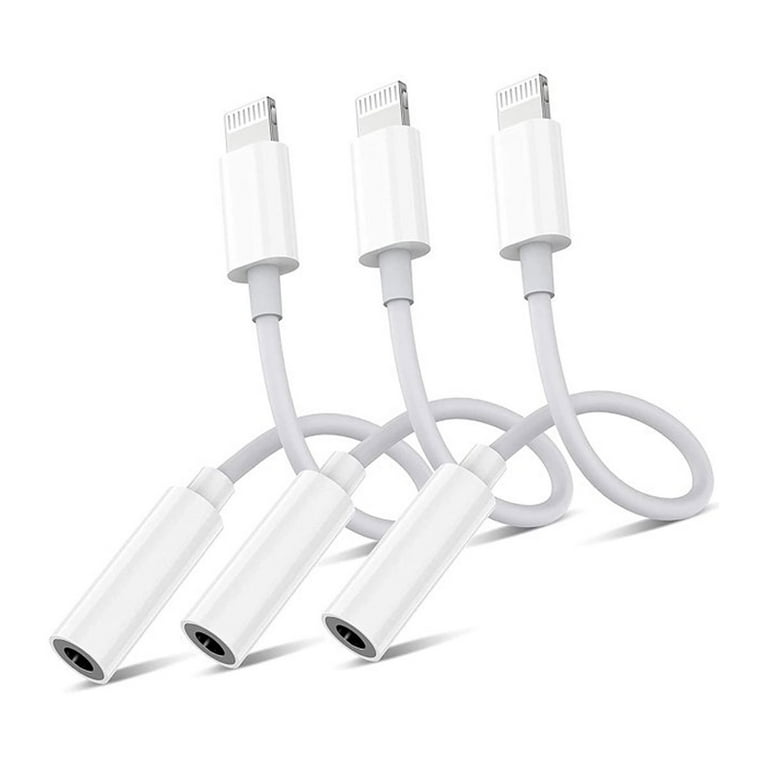 3 Pack Lightning to 3.5 mm Headphone Jack Adapter Apple MFi Certified iPhone 3.5mm Headphones Earphones Jack Aux Audio Dongle Adapter Compatible for iPhone 13 12 11 XS XR X 8 7 iPad Support iOS 15 Wal...