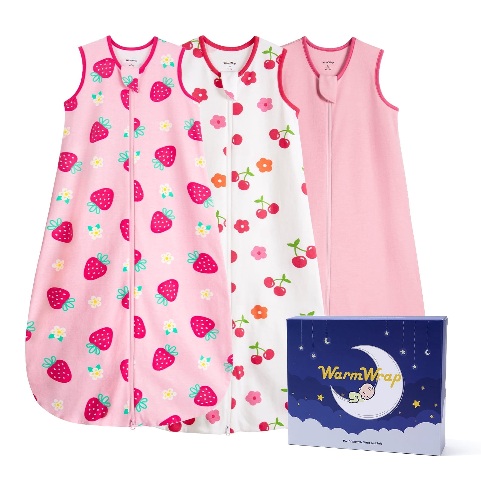 3 Pack-Lightweight Summer Baby Sleep Sack 0-6 Months 100% Cotton Breathable Unisex Sleeping Bag 2-Way Zipper Baby Wearable Blanket Toddler Sleep Sack 0.5 Tog