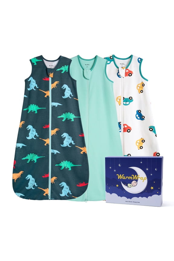 Baby Sleep Sack 6-12 Months 0.5 TOG Lightweight Summer 100% Cotton Breathable Wearable Blanket with 2-Way Zipper, 3 Pack