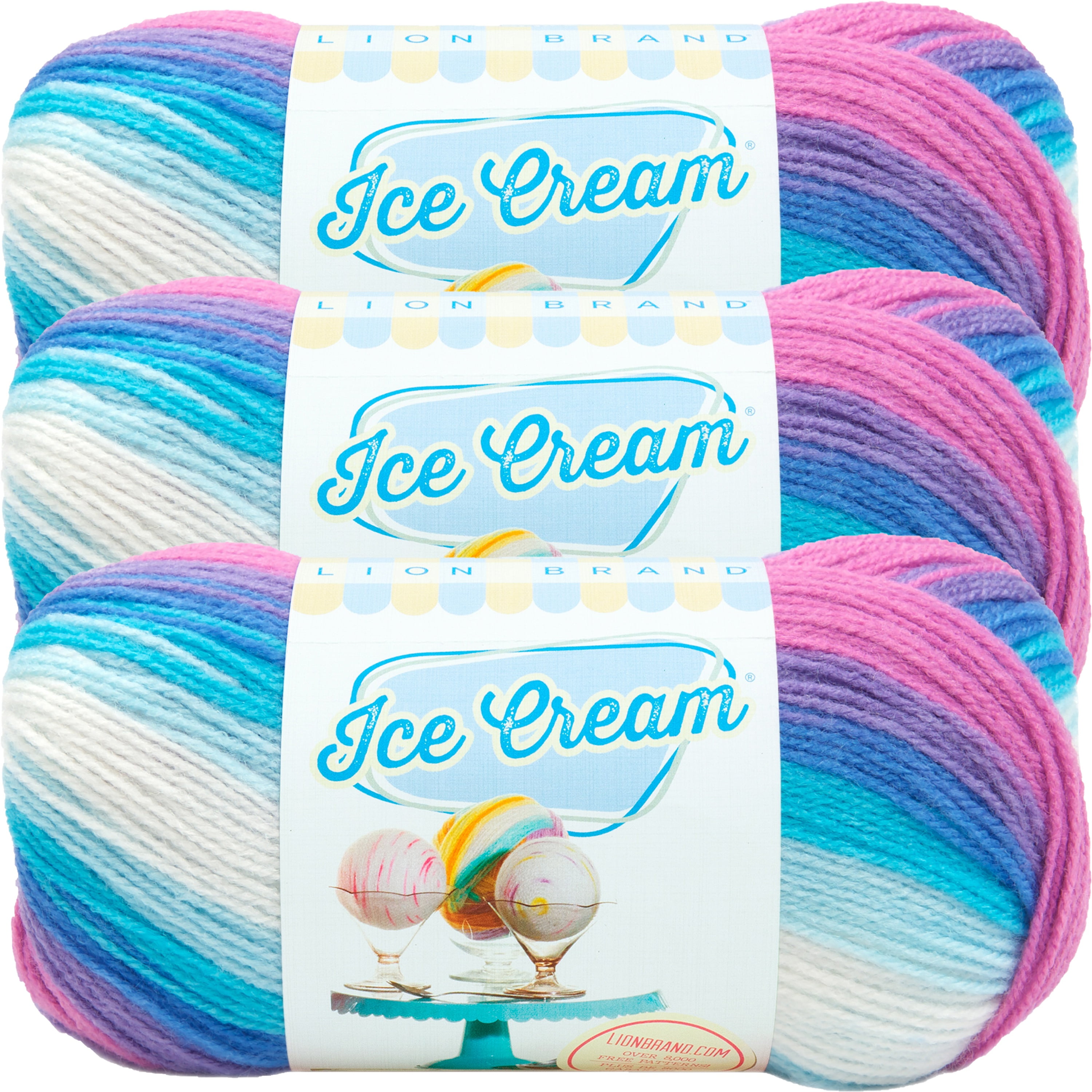 3 Pack) Lion Brand Ice Cream Yarn - Moon Mist 