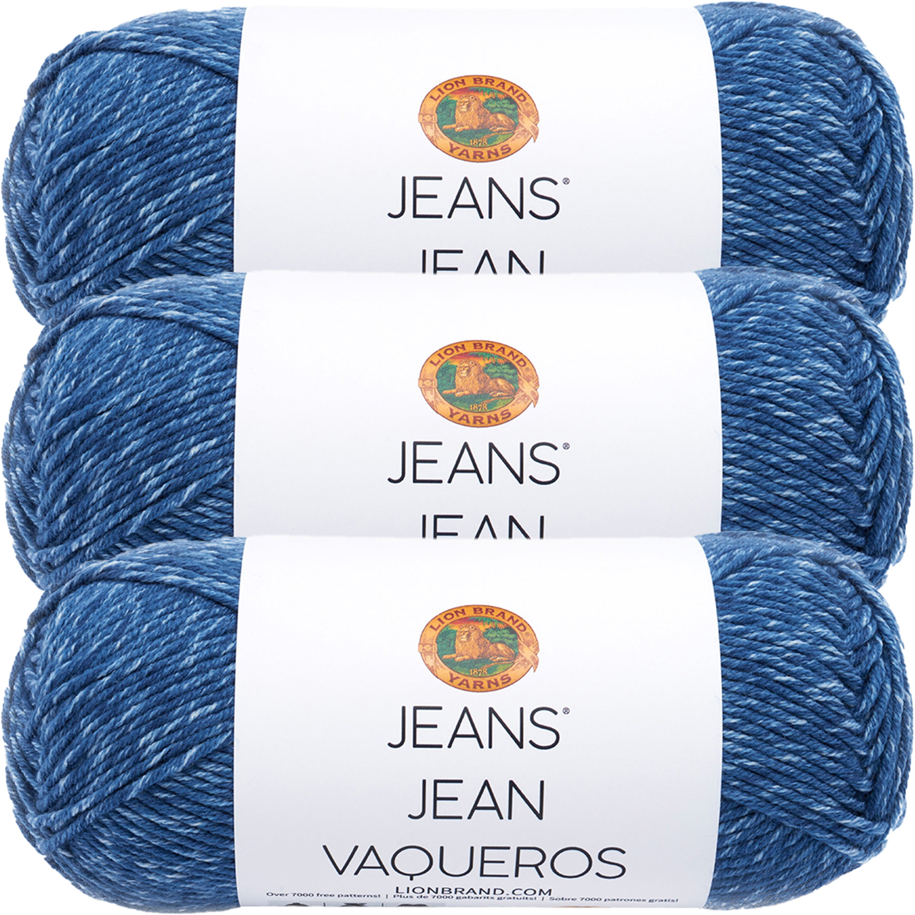 (3 Pack) Lion Brand Jeans Yarn Stonewash