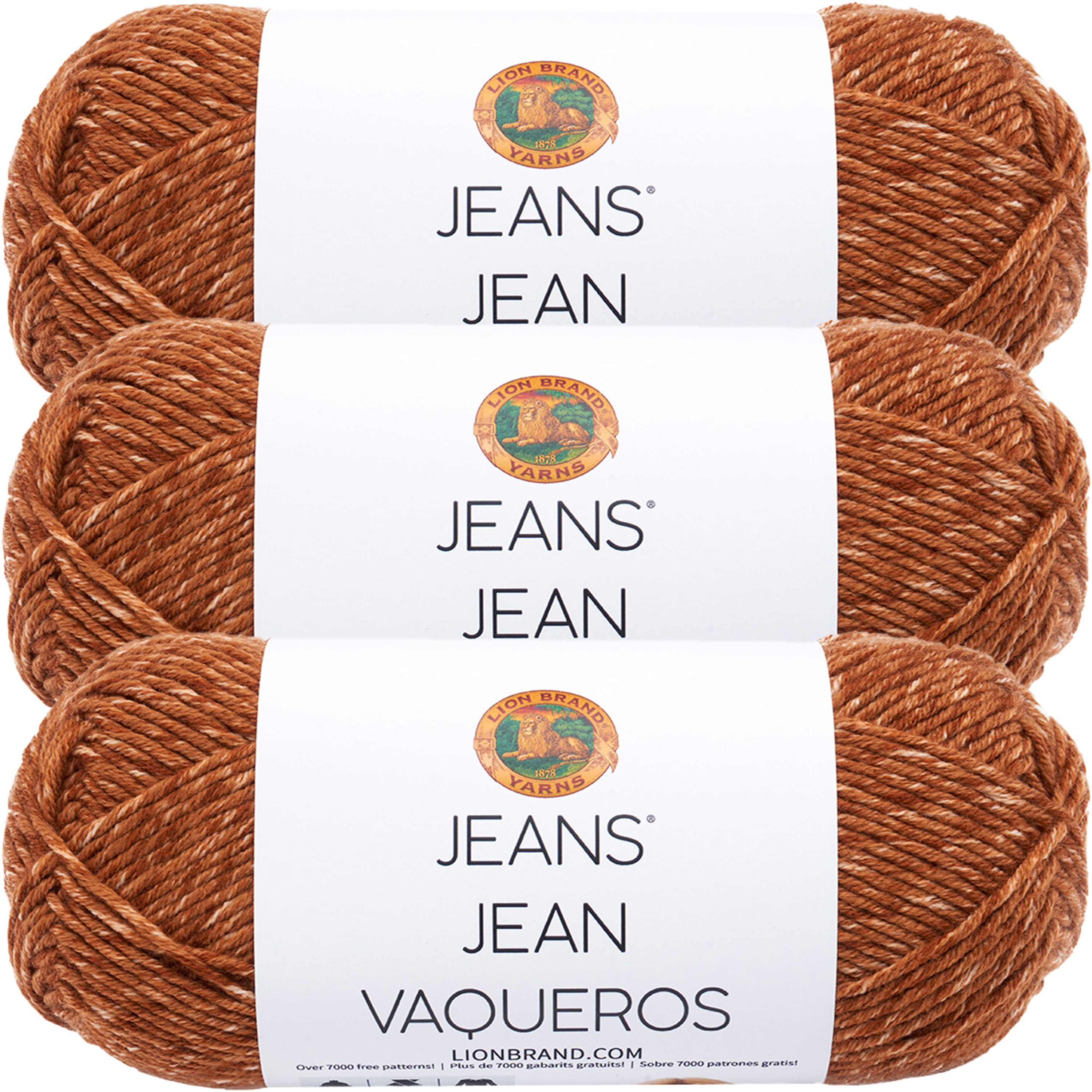 (3 Pack) Lion Brand Jeans Yarn Top Stitch