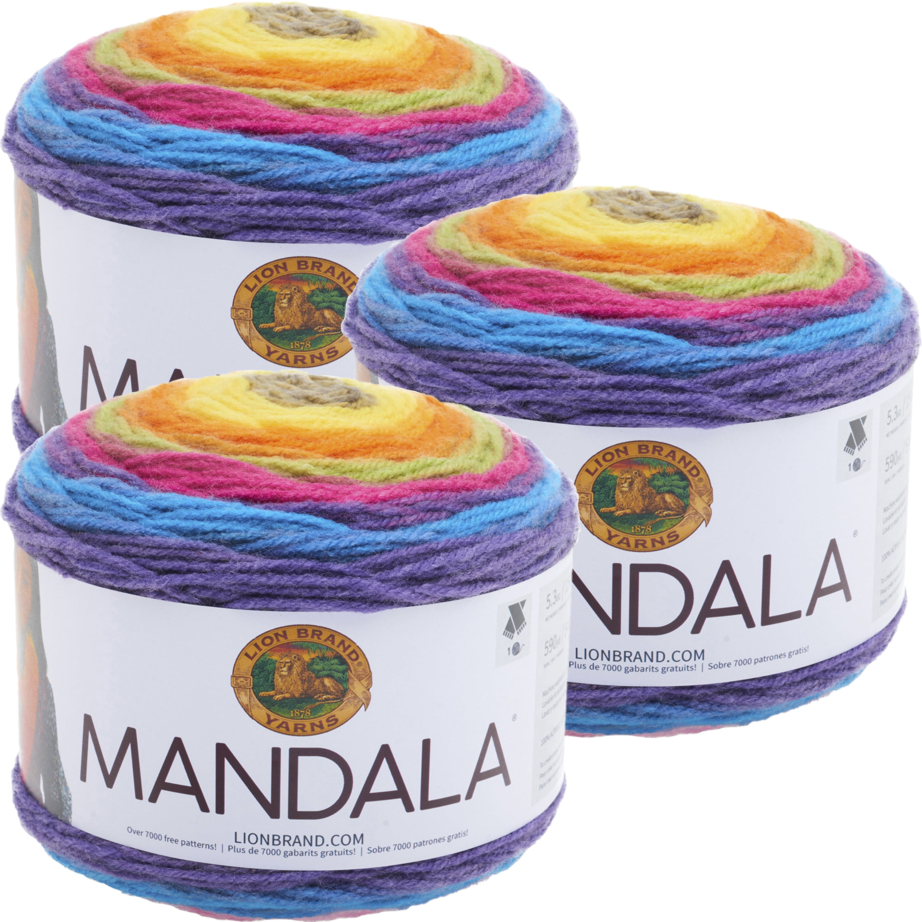 Lion Brand Yarn lion brand yarn mandala yarn, multicolor yarn for  crocheting and knitting, craft yarn, 3-pack, centaur
