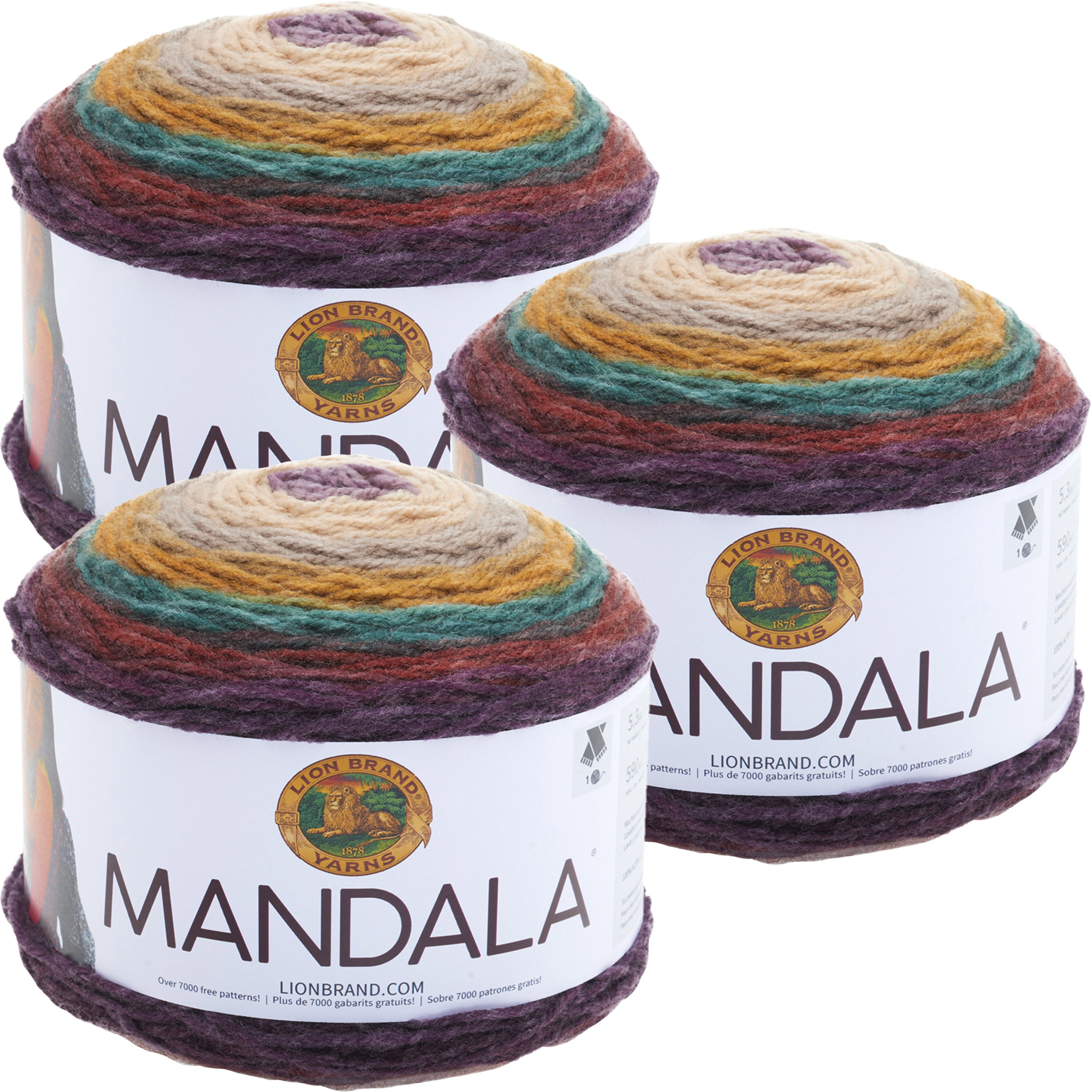  Lion Brand Yarn Mandala Yarn, Multicolor Yarn for Crocheting  and Knitting, Craft Yarn, 1-Pack, Warlock