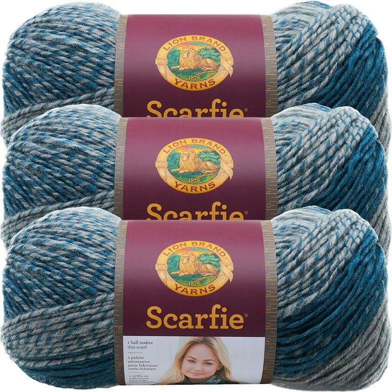 (3 Pack) Lion Brand Scarfie Yarn - Teal & Silver
