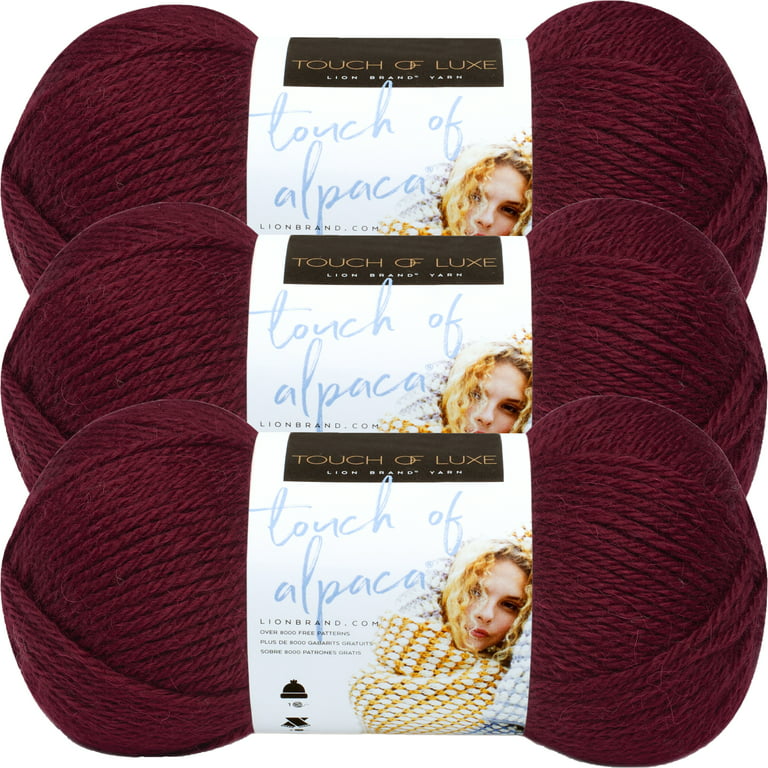 (3 Pack) Lion Brand Yarn Touch of Alpaca Yarn, Crimson