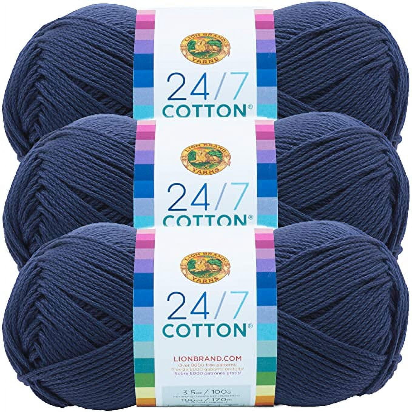 Lion Brand 24/7 Cotton 151 Cool Grey Yarn 100% Mercerized Cotton