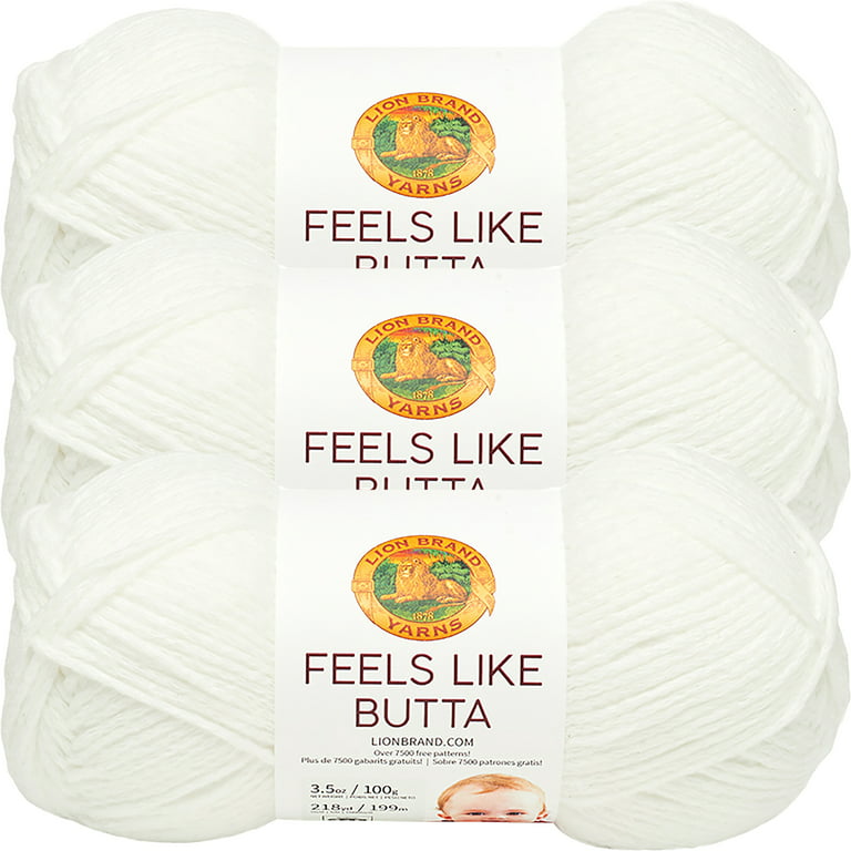 3 Pack) Lion Brand Yarn Feels Like Butta Yarn, White 