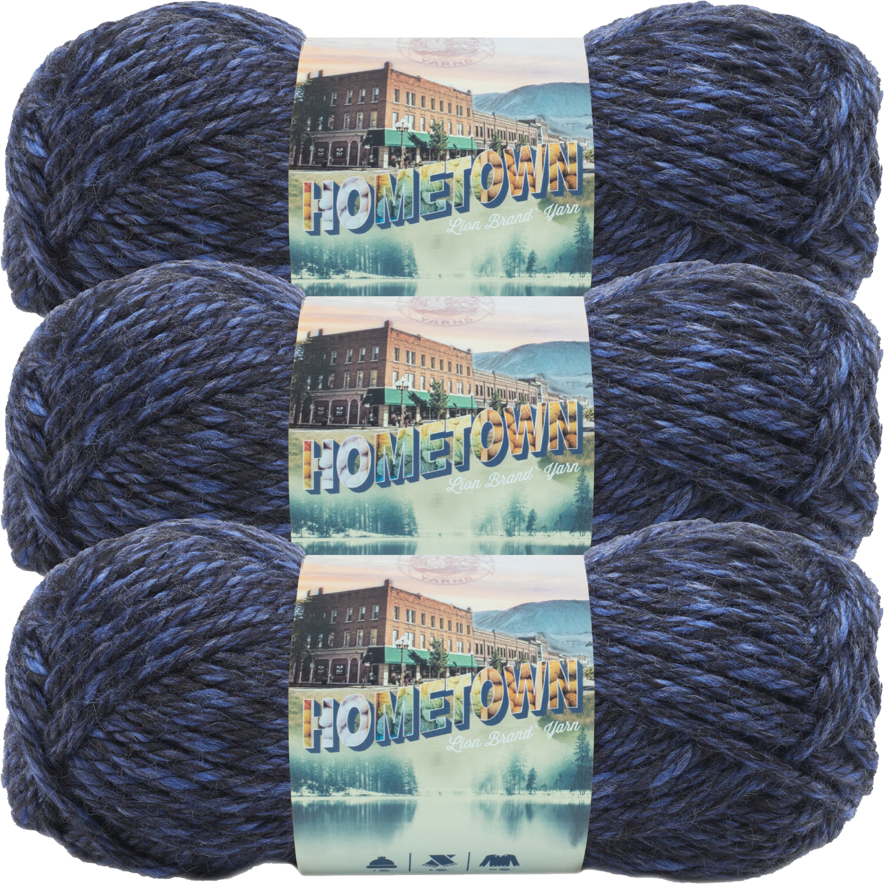 (3 Pack) Lion Brand Yarn Hometown Yarn, Milwaukee Midnight