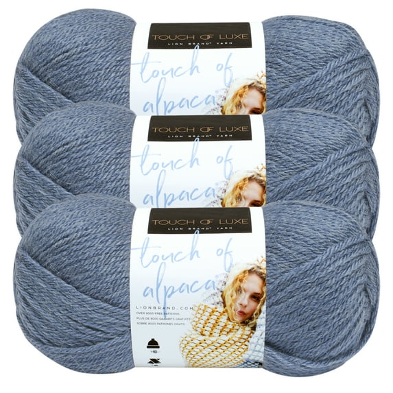 Lion Brand Yarn Touch of Alpaca Dusty Blue Medium Acrylic, Alpaca Yarn 3 Pack