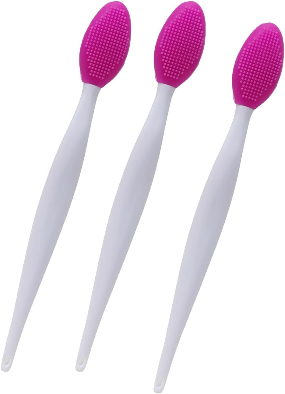 3 Pack Lip Scrub Tool Silicone Lip Brush Exfoliating DoubleSided Lip Scrubber Tool for Plump