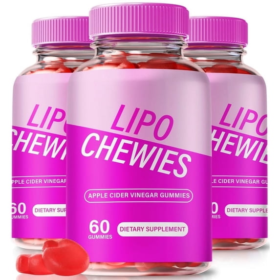 (3 Pack) Lipo Chewies Keto ACV Gummies, Official Lipo Chews Keto Plus ACV Gummy S, Keto+ACV Supplement, Premium Apple Cider Vinegar, All Natural Wellness, Lipo Chewables Gomitas Keto (180 Gummies)