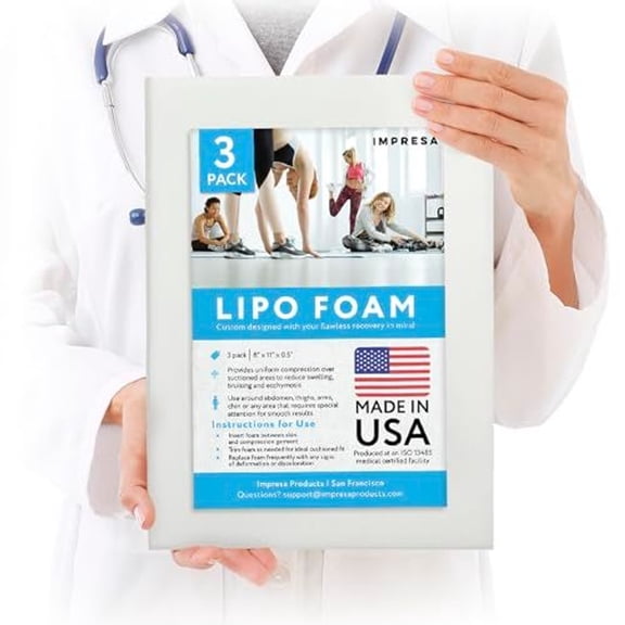 3 Pack Lipo Foam - Post Surgery Ab Board for Use with Post Liposuction Surgery Compression Garments - Medical Grade Foam - Made in USA