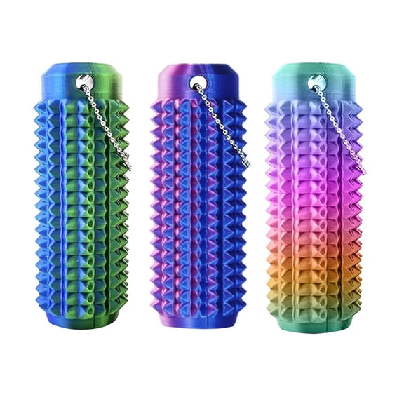 3 Pack Little Ouchies Fidget Toys, Sensory Fidget Keychain for Adults, Portable Stress Relief and Focus Toy with Textured Grip, Color Changing Anxiety Fidget for Travel, Work and Daily Use