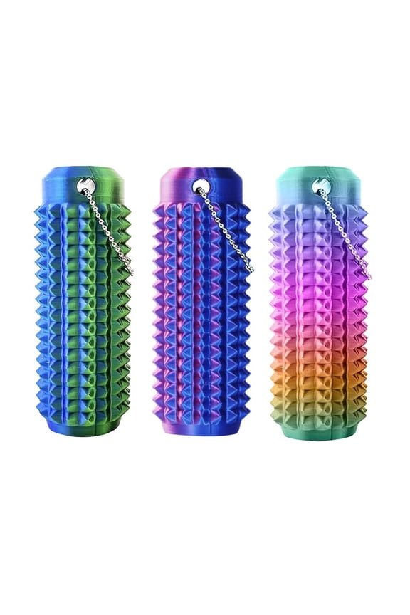 3 Pack Little Ouchies Fidget Toys, Sensory Fidget Keychain for Adults, Portable Stress Relief and Focus Toy with Textured Grip, Color Changing Anxiety Fidget for Travel, Work and Daily Use