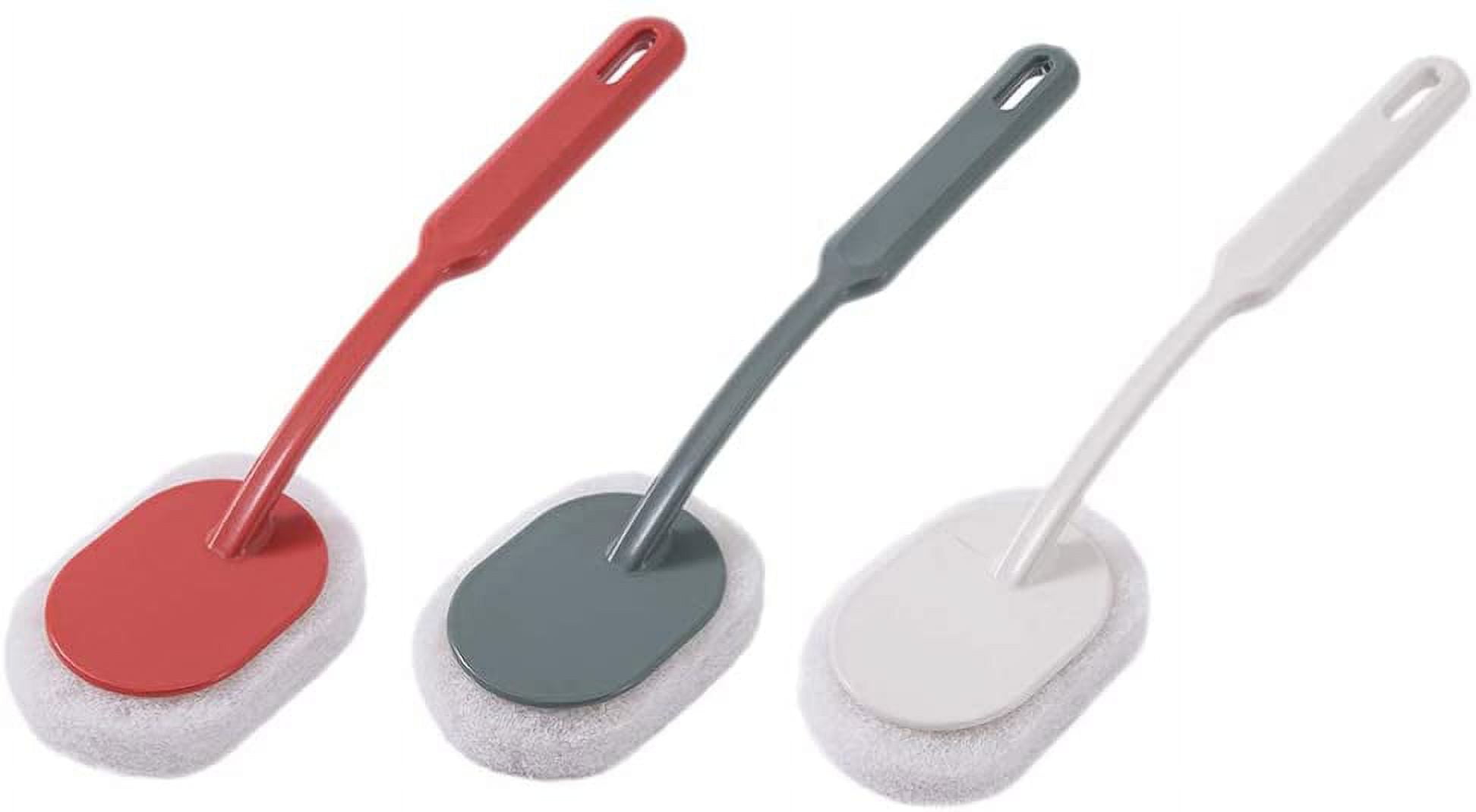 3Pack LongHandle Sponge Brush for Bathroom Tiles and Toilet Cleaning
