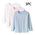 thumbnail image 1 of 3 Pack Long Sleeve T Shirts for Toddlers Kids Crewneck Modal T-Shirts Size 1-15 Teens Boys Girls Casual Solid Pullover Going Out Loungewear Tees Tops, 1 of 8