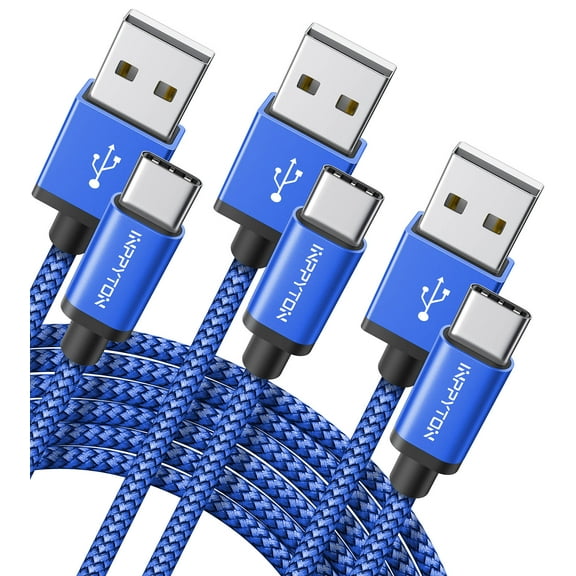 3-Pack Long USB Type C Cable, [3FT+3FT+10FT] USB A to C Cable for CarPlay, Nylon Braided USB A to USB C Fast Charging Cord for iPhone 17/6/15 Pro Plus Max, for Samsung S25/S24, for iPad Pro/Air, Blue