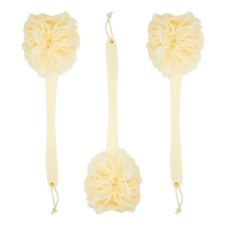 3 Pack Long Handled Loofah Back Scrubber, Exfoliating Body Sponge for Shower, Bath (18 In)