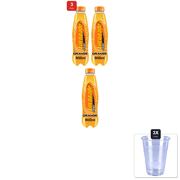 3 Pack | Lucozade Orange Flavored Energy Drink 1 Liter By Lucozade & 3x 9oz Disposable Plastic Cups