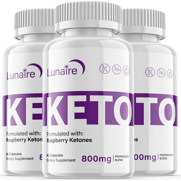 (3 Pack) Lunaire - Keto Weight Loss Formula - Energy & Focus Boosting Dietary Supplements for Weight Management & Metabolism - Advanced Fat Burn Raspberry Ketones Pills - 180 Capsules