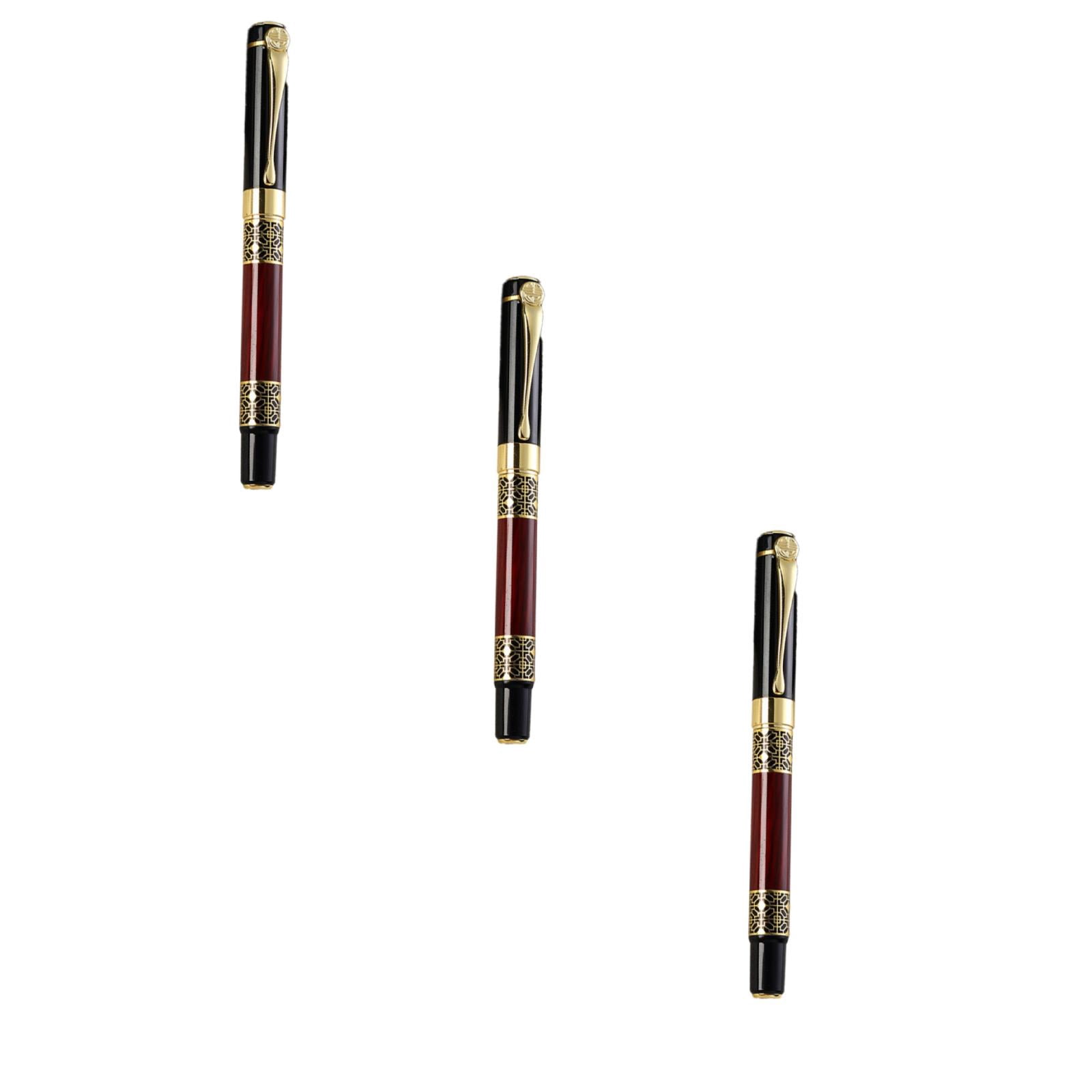 3-Pack Luxury Metal Ballpoint Pens, Elegant Red & Black with Gold ...