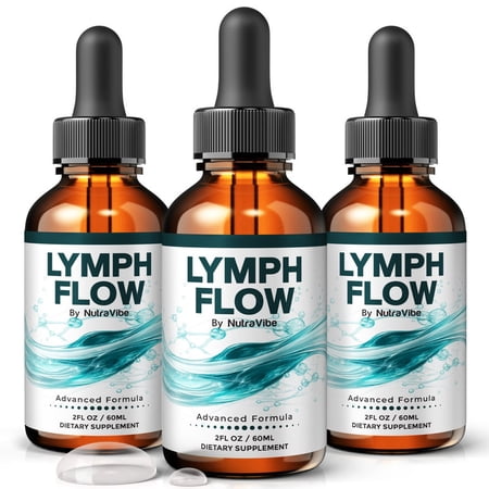 (3 Pack) Lymph Flow Drops – Daily Liquid Formula with a Clean, Natural Blend to Support Natural Flow, Balanced Levels & Healthy Circulation | Convenient for Consistent Use (90 Servings)