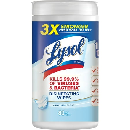 3 Pack - Lysol Disinfecting Wipes, Crisp Linen, 80 ct