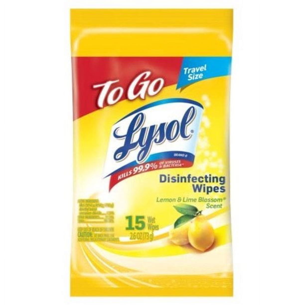 3 Pack Lysol Disinfecting Wipes toGo Pack, Lemon Scent 15 in each pack