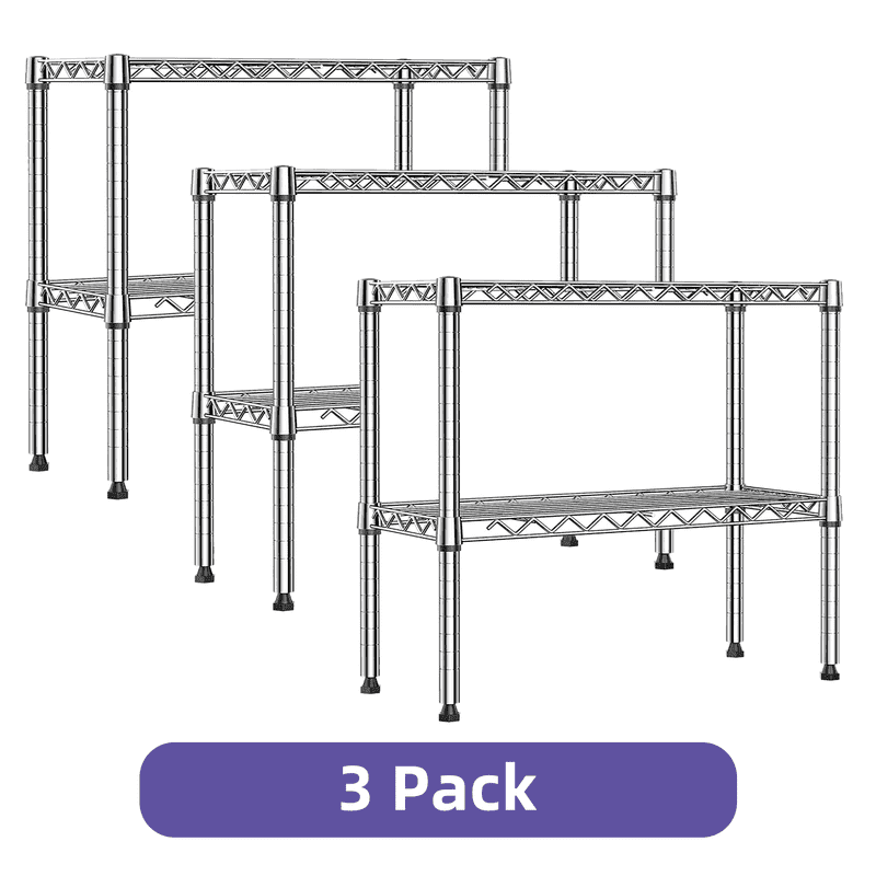 (3 Pack) M MZG Multipurpose 2-Tier Wire Shelving Rack, Chrome 220 lbs ...