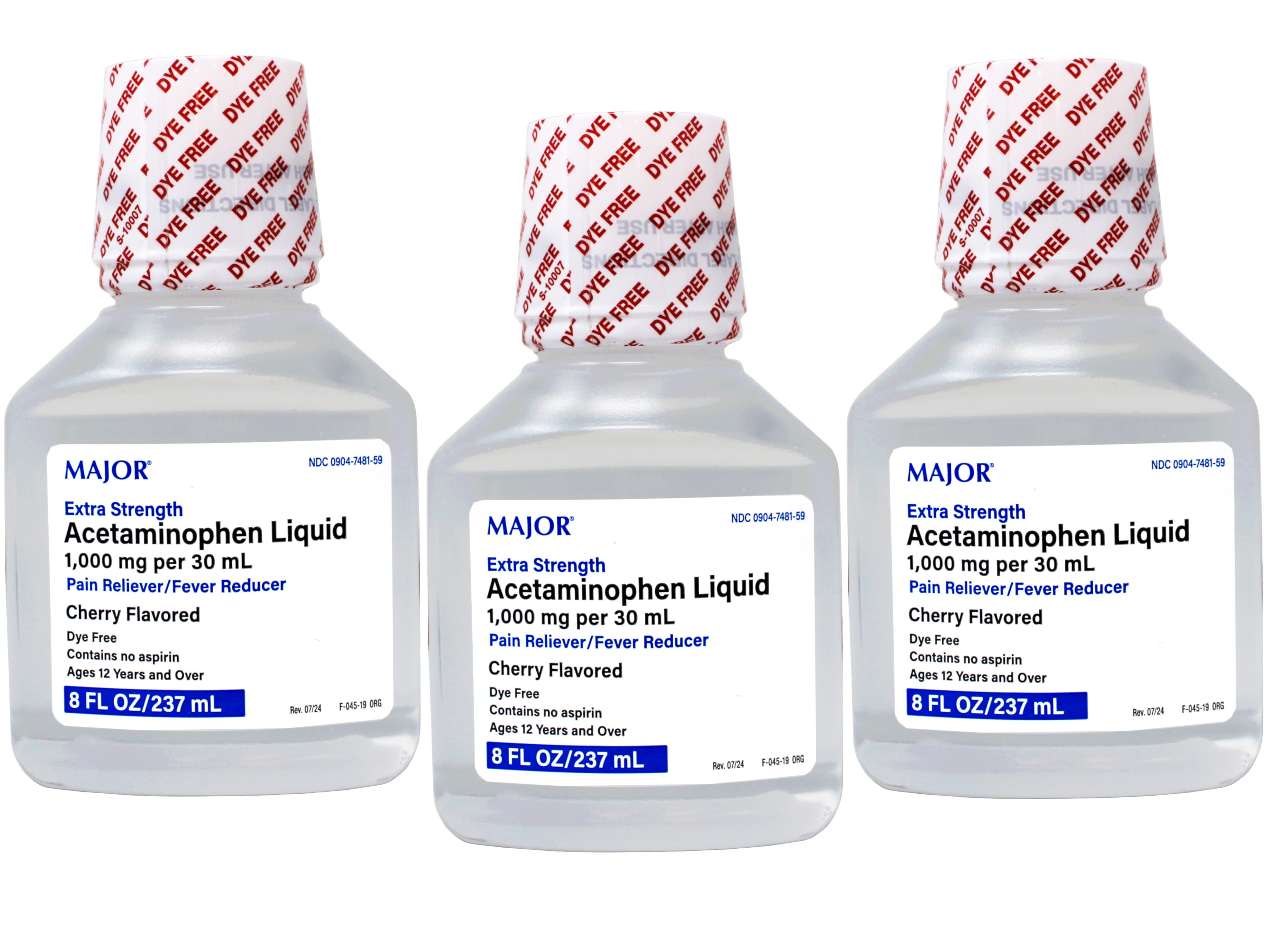 3 Pack - MAJOR Extra Strength Acetaminophen Liquid, 1000 mg per 30 mL ...