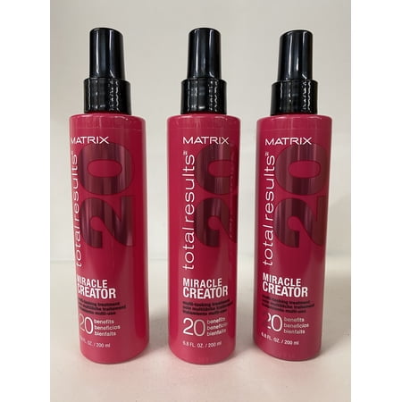 3 Pack MATRIX Total Results Miracle Creator Multi-Tasking Treatment | Ultimate Strengthening Leave-In Treatment | Moisturizing Heat Protectant & Detangler Spray | For Damaged Hair