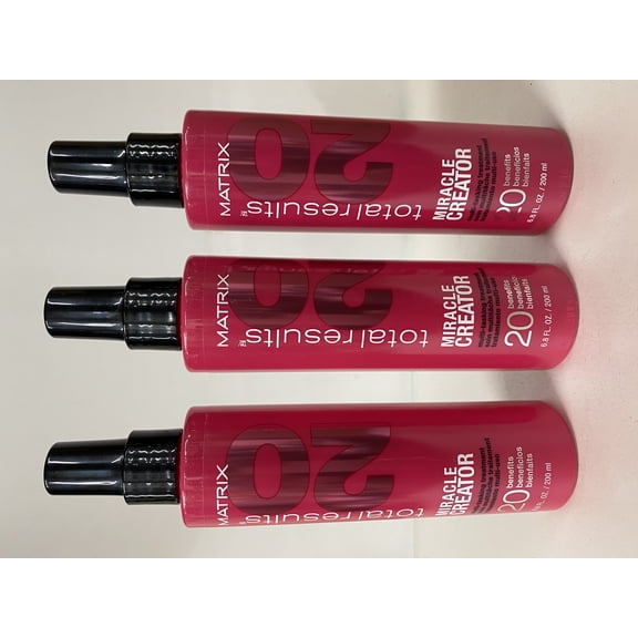 3 Pack MATRIX Total Results Miracle Creator Multi-Tasking Treatment | Ultimate Strengthening Leave-In Treatment | Moisturizing Heat Protectant & Detangler Spray | For Damaged Hair