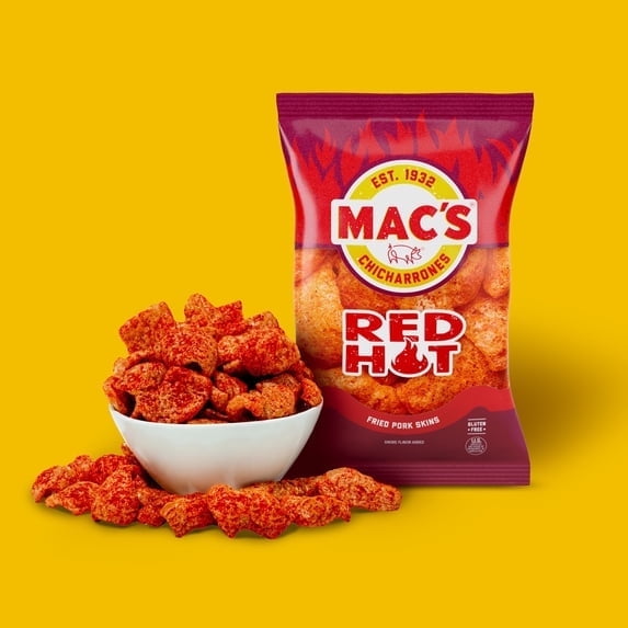 ( 3 Pack ) Mac's Hot Chicharrones Pork Rinds, Pork Skins, 4 oz Bag