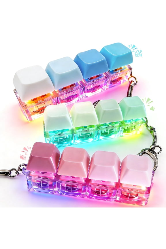 3 Pack Macaron Fidget Keychain Toys with LED Lights