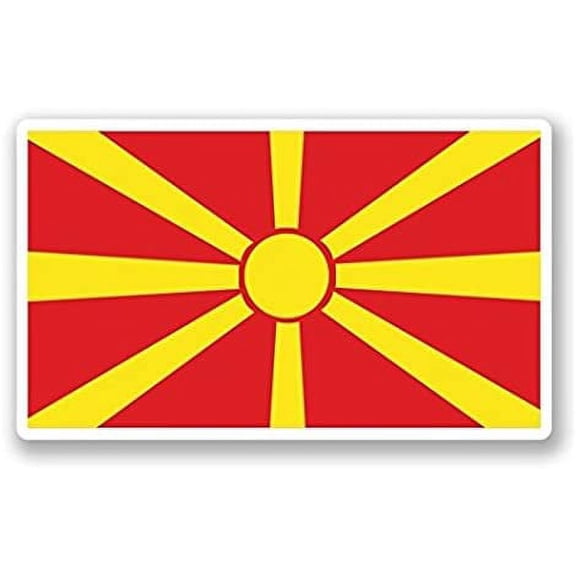 3 Pack - Macedonia Flag Vinyl Sticker Decal - Sticker Graphic - Construction Toolbox, Hardhat, Lunchbox, Helmet, Mechanic, Luggage