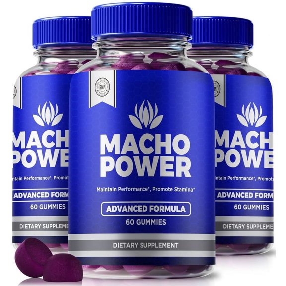 (3 Pack) Macho Power Gummies  Official MachoPower All-Natural Gummy for Physical Health & Overall Well-Being, Premium Gomitas for Energy, Vitality & Wellness Support, Reviews (180 Gummies)