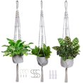 thumbnail image 1 of 3 Pack Macrame Plant Hanger Indoor Hanging Planter for Plants Holder, Hanging Pot Holder Macrame Decorative Flower Pot Holder with 3 Hooks for Indoor Outdoor Boho Home Décor, Ivory (POTS NOT INCLUDED, 1 of 18