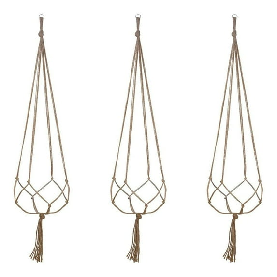 3 Pack Macrame Plant Hanger Indoor Hanging Planter for Plants Holder with 3 Hooks, Different Size for Boho Home Decor(POTS NOT Included)