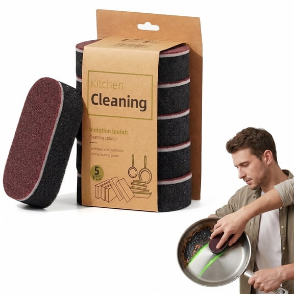 3 Pack Magic Emery  Sponge, Heavy Duty Steel Sponge Scouring Pads, Multi-Purpose Rust Eraser Dish & Pot Scrubber for Stainless Steel Pans, Knives, Kitchen Stain & Rust Removal5pcs