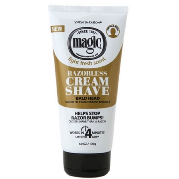 3 Pack - Magic Shave Razorless Cream Shave, Bald Head Smooth Head Maintenance, Light Fresh Scent 6 oz