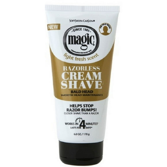 3 Pack - Magic Shave Razorless Cream Shave, Bald Head Smooth Head Maintenance, Light Fresh Scent 6 oz