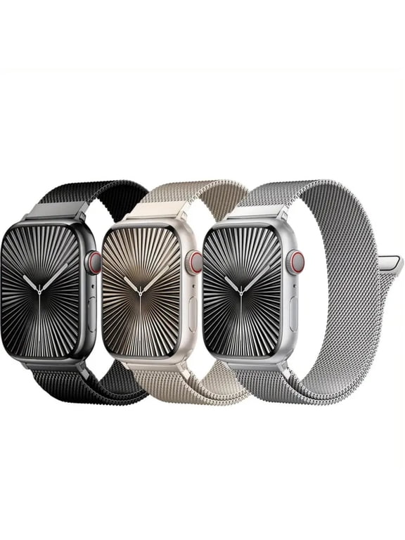 3 Pack Magnetic Band Compatible with Apple Watch Bands 38mm 40mm 41mm 42mm (S10 S11 42MM) Stainless Steel Mesh Loop Strap with Magnetic Clasp for iWatch SE/7/6/5/4/3/2/1",suitable for both men a