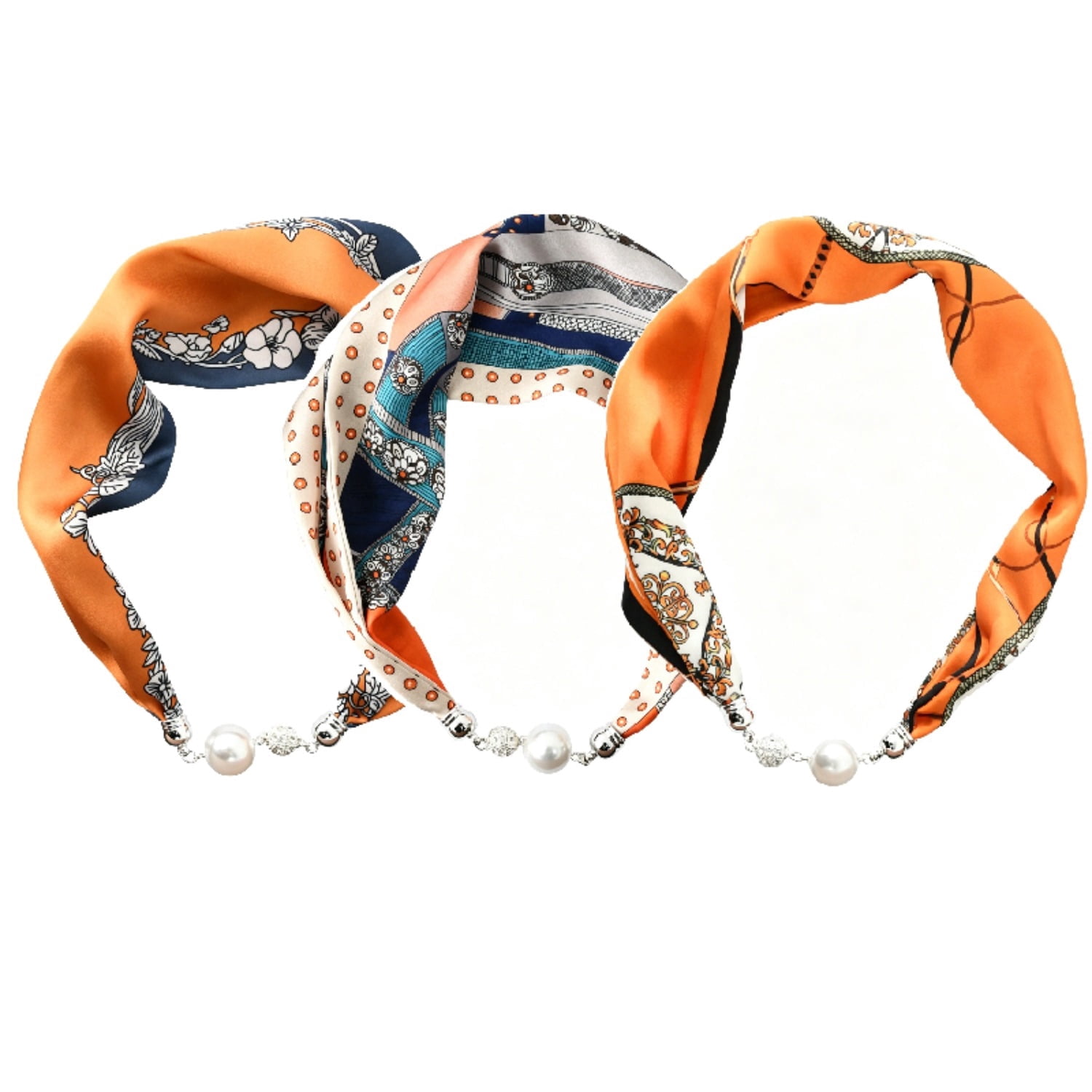 3-Pack Magnetic Closure Pearl Satin Bandanas– Vintage Floral ...