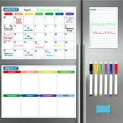 3 Pack Magnetic Dry Erase Calendar Board for Fridge&Wall, Whiteboard Organizer Planner with Monthly, Weekly, and Daily Notepads.  Fridge Calendar Comes with 6 Markers and 1 Eraser