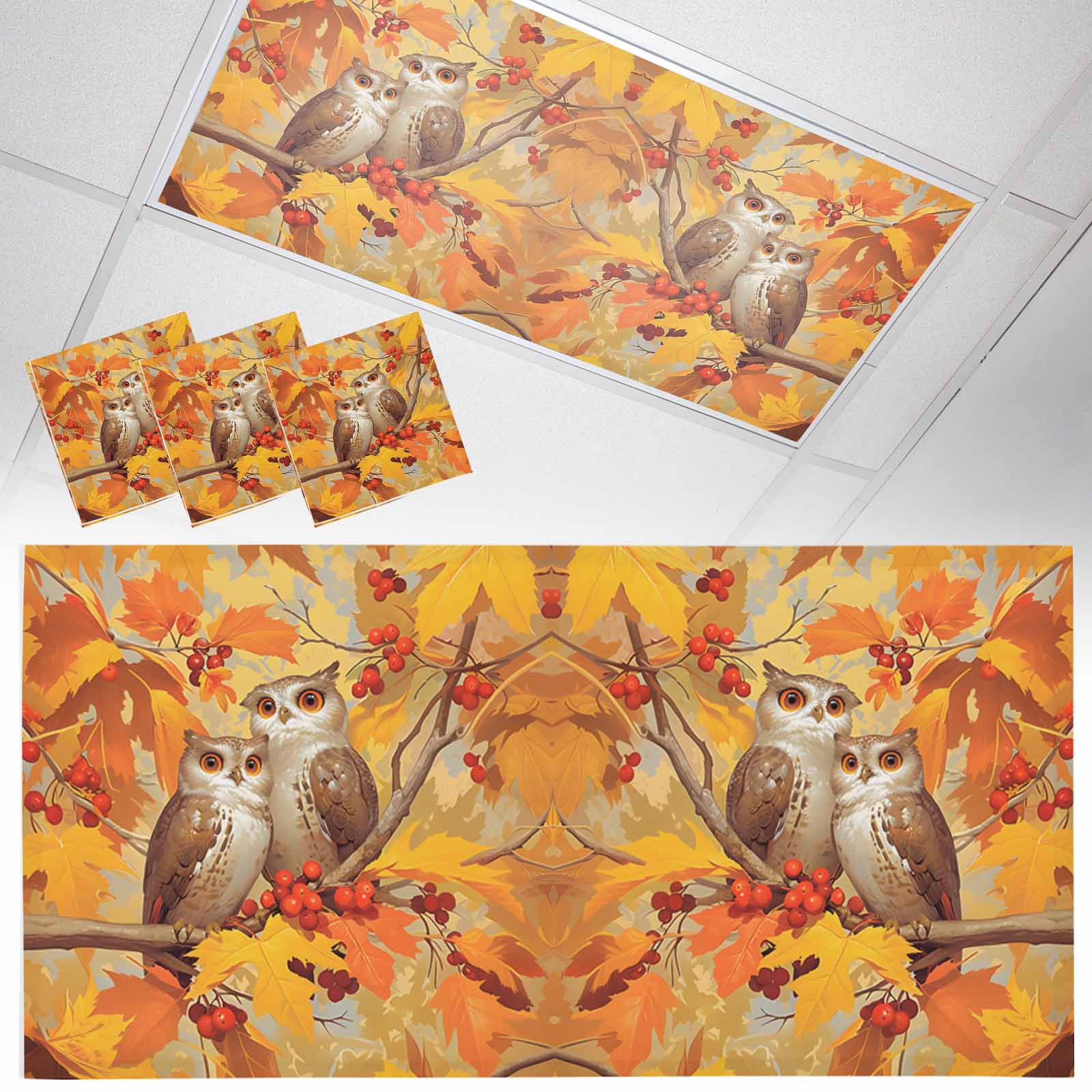 3 Pack Magnetic Fluorescent Light Covers, 2x4 Ft, Fall Yellow Maple ...